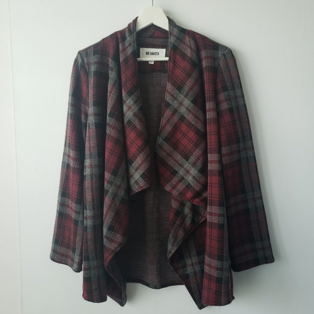 BB Dakota Mel Plaid Drape‎ Collar Jacket size M